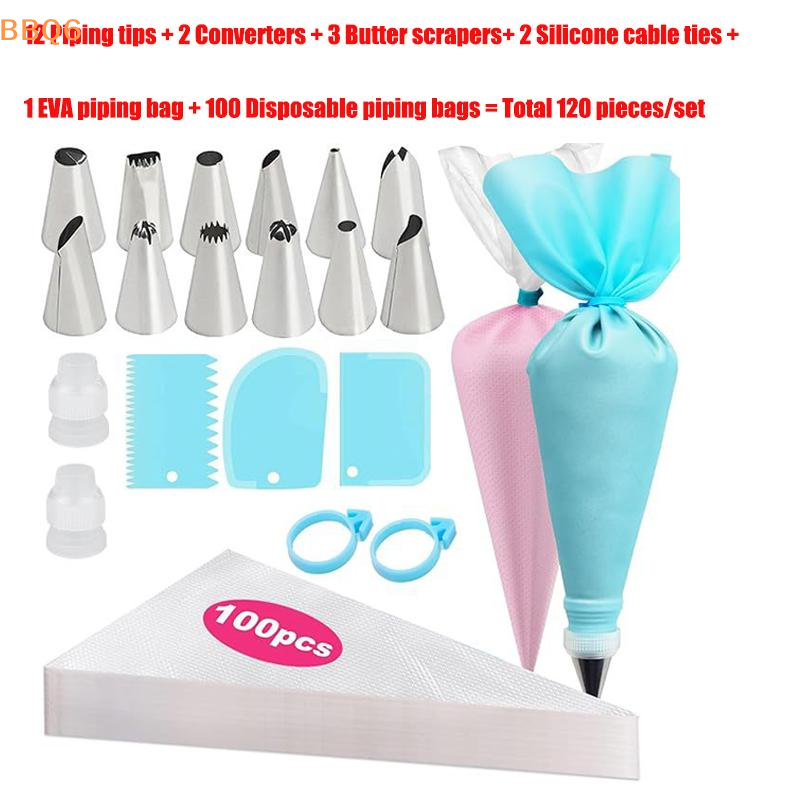 Piping Bag Disposable - *120Pcs/Set Stainless Steel Piping Tips SPiping
