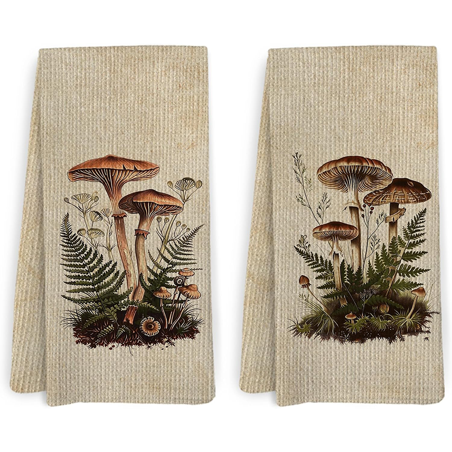 Kitchen Baking Necessities - 2Pcs, Vintage Mushroom Kitchen Towels, Best