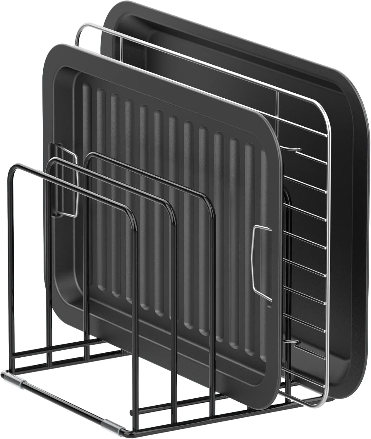 Kitchen Cabinet Baking Organizer - Kitchen Cabinet Organizer, Steel Cookware Holder,