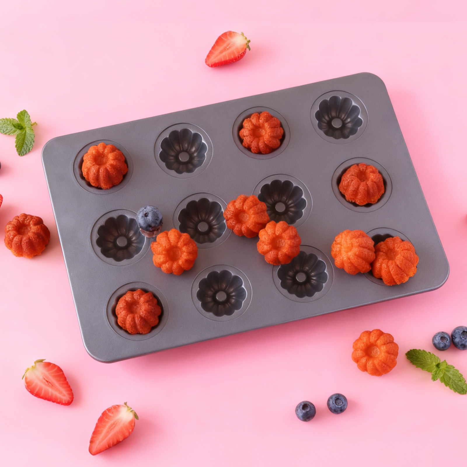 Bread Baking Kitchen Utensils - 12-Cavity Mini Kouglof Baking Pan Carbon