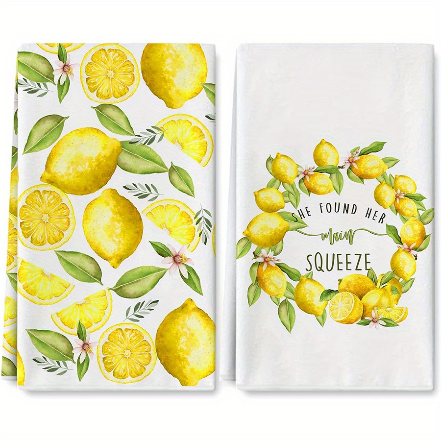 Kitchen Baking Necessities - 2Pcs, Lemon Wreath Kitchen Towels, Best
