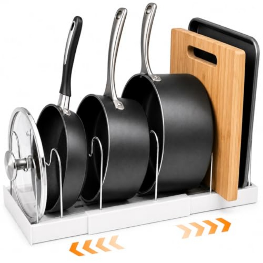 Kitchen Cabinet Baking Organizer - Pot Rack:Expandable Pan Organizer for Cabinet,