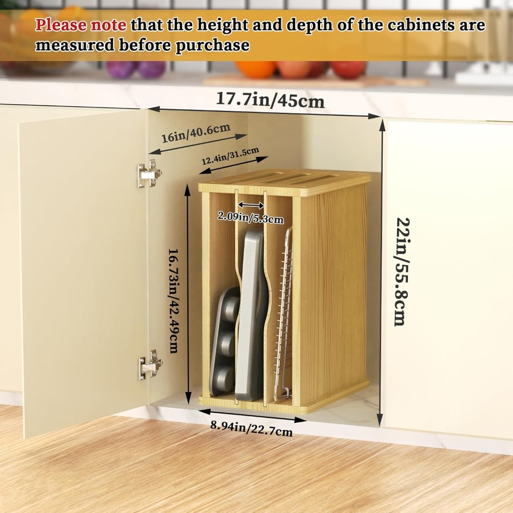 Wooden Cabinet Tray Dividers,  - Kitchen Cabinet Baking Organizer บทวิจารณ์และราคา