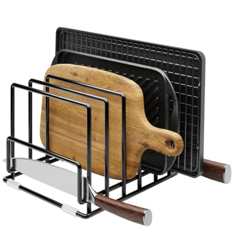 Cutting Board Organizer Rack w - Kitchen Cabinet Baking Organizer บทวิจารณ์และราคา