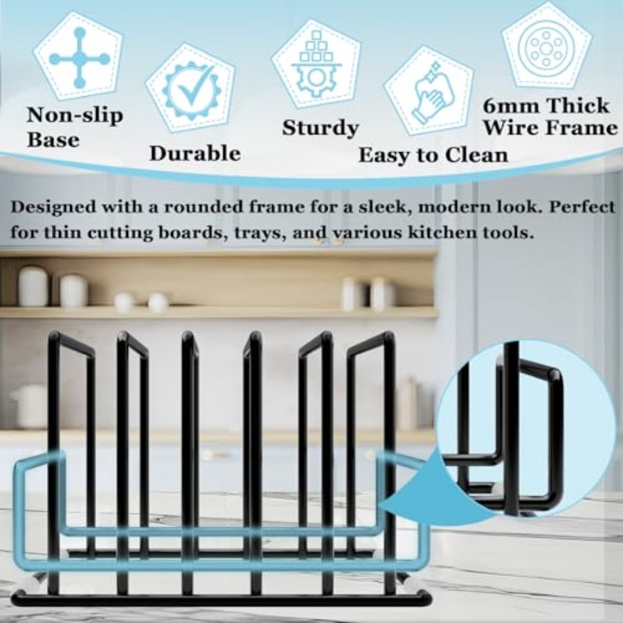 Cutting Board Organizer Rack w - Kitchen Cabinet Baking Organizer บทวิจารณ์และราคา