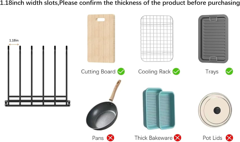 Cutting Board Organizer, 5-Slo - Kitchen Cabinet Baking Organizer บทวิจารณ์และราคา