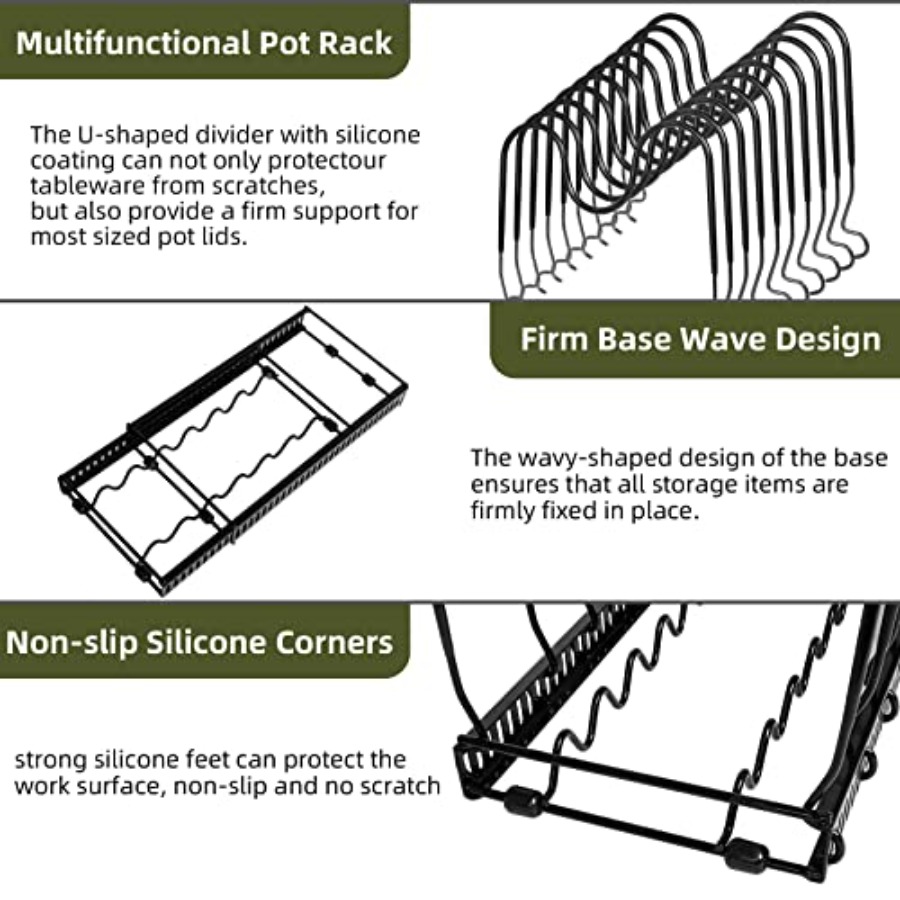 Pot Rack -Expandable Pan Organ - Kitchen Cabinet Baking Organizer บทวิจารณ์และราคา