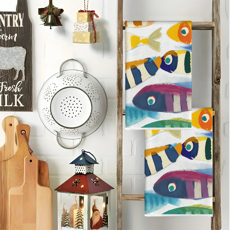 2Pcs, Watercolor Striped Fish  - Kitchen Baking Necessities บทวิจารณ์และราคา