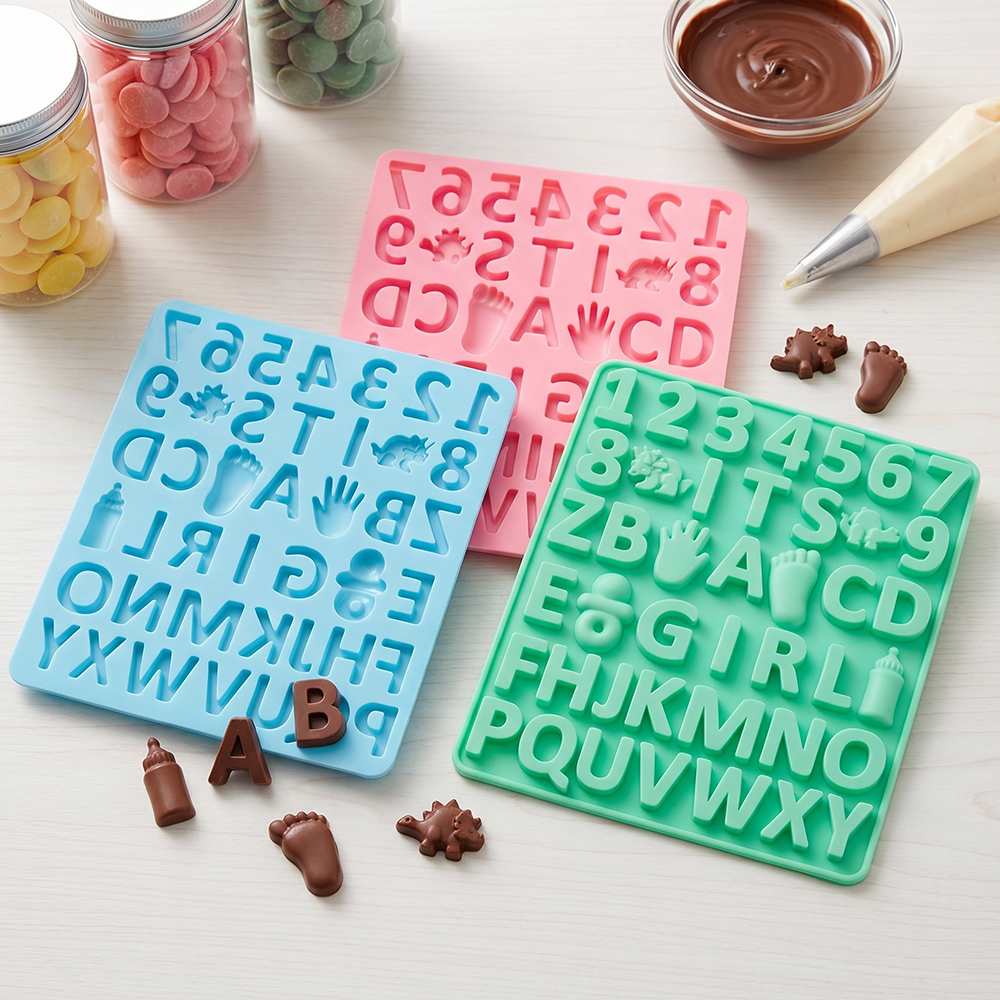 3pcs Digital letter shape choc - Silicone Cake Mold บทวิจารณ์และราคา