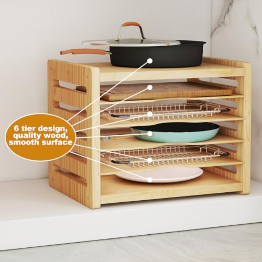 Wood Cabinet Tray Dividers 6 T - Kitchen Cabinet Baking Organizer บทวิจารณ์และราคา