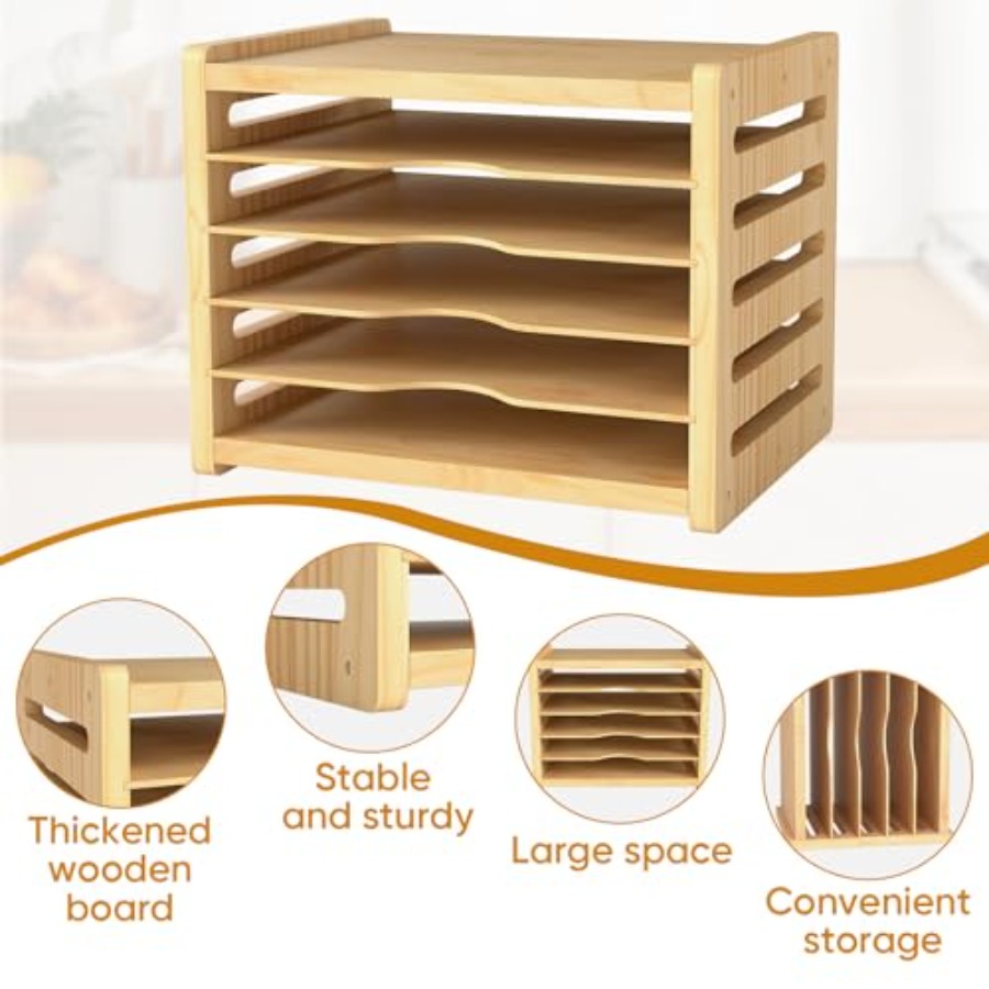 Wood Cabinet Tray Dividers 6 T - Kitchen Cabinet Baking Organizer บทวิจารณ์และราคา