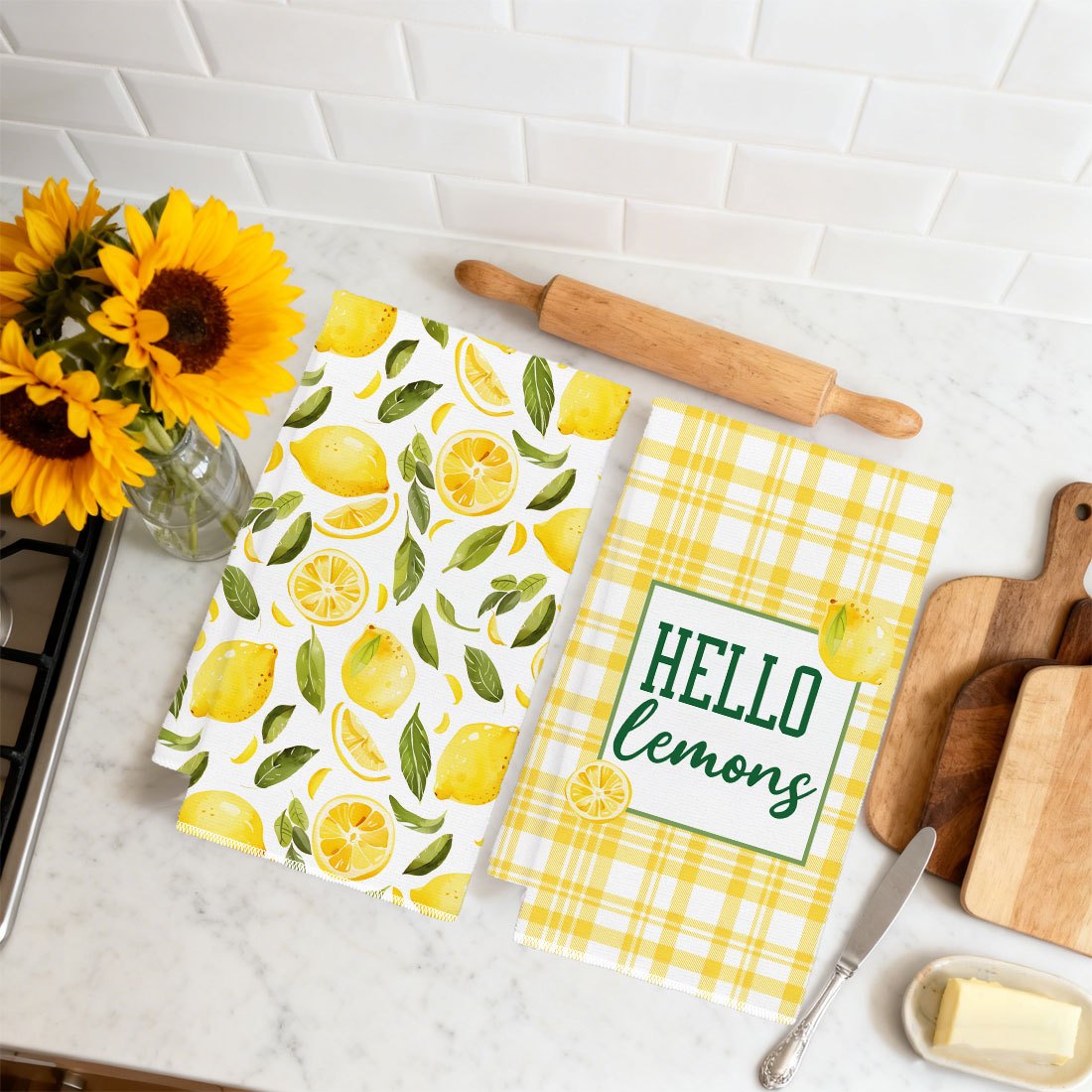 2Pcs, Yellow and White Checker - Kitchen Baking Necessities บทวิจารณ์และราคา