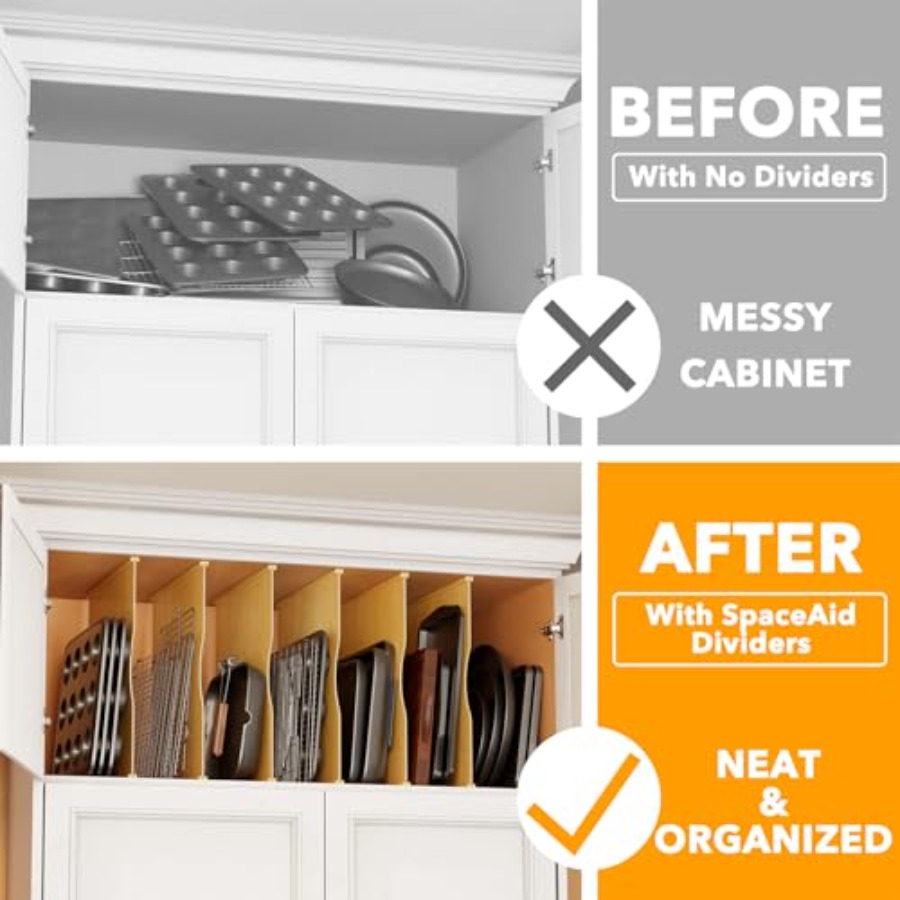 6 Pack Tray Dividers for Cabin - Kitchen Cabinet Baking Organizer บทวิจารณ์และราคา
