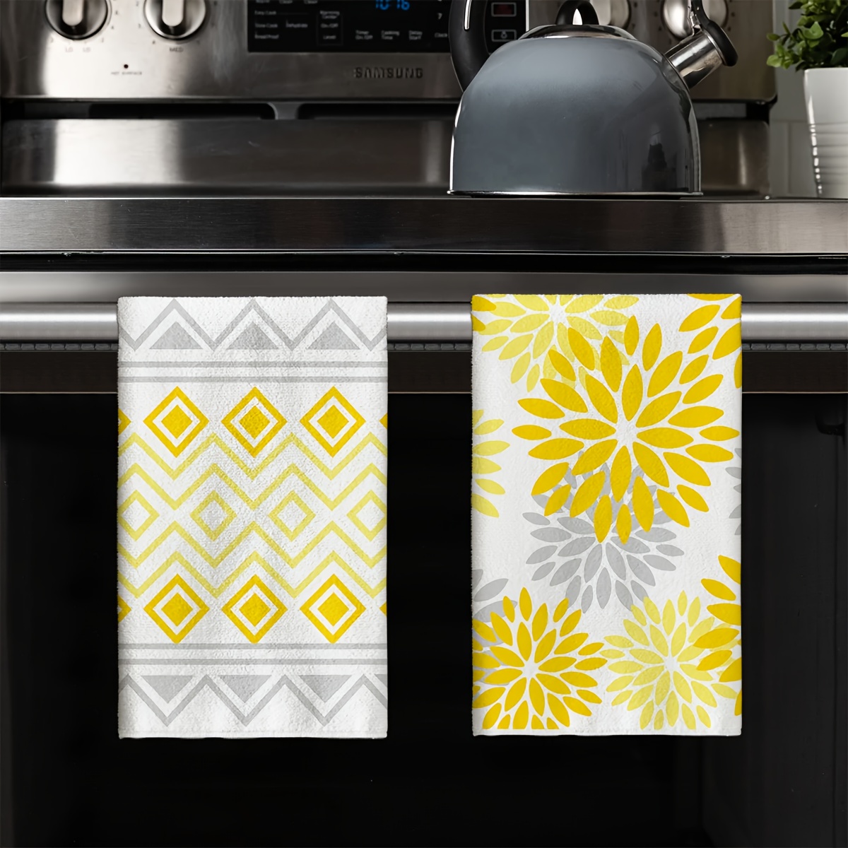4Pcs, Yellow Striped Kitchen T - Kitchen Baking Necessities บทวิจารณ์และราคา