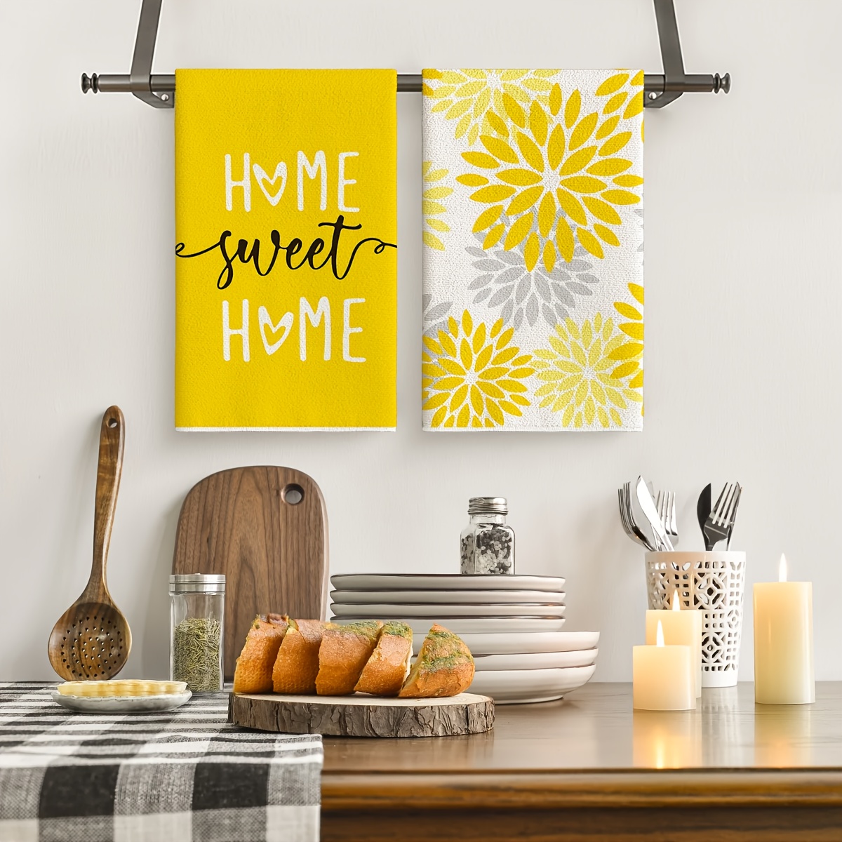 4Pcs, Yellow Striped Kitchen T - Kitchen Baking Necessities บทวิจารณ์และราคา