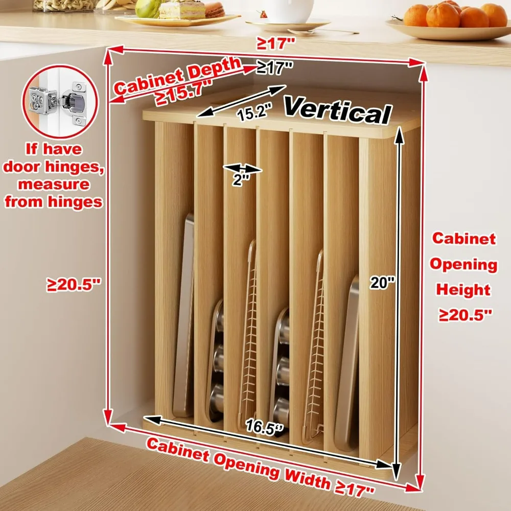 Wooden 7-Tier Cabinet Dividers - Kitchen Cabinet Baking Organizer บทวิจารณ์และราคา