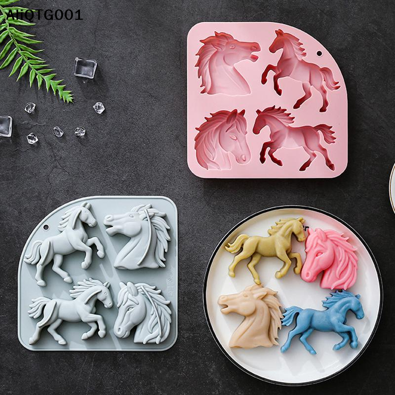 4-Cavity 3D Horse Silicone Mol - Silicone Cake Mold บทวิจารณ์และราคา