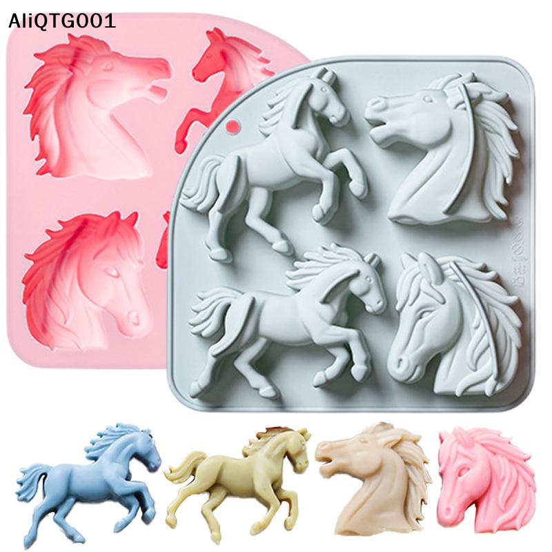 4-Cavity 3D Horse Silicone Mol - Silicone Cake Mold บทวิจารณ์และราคา