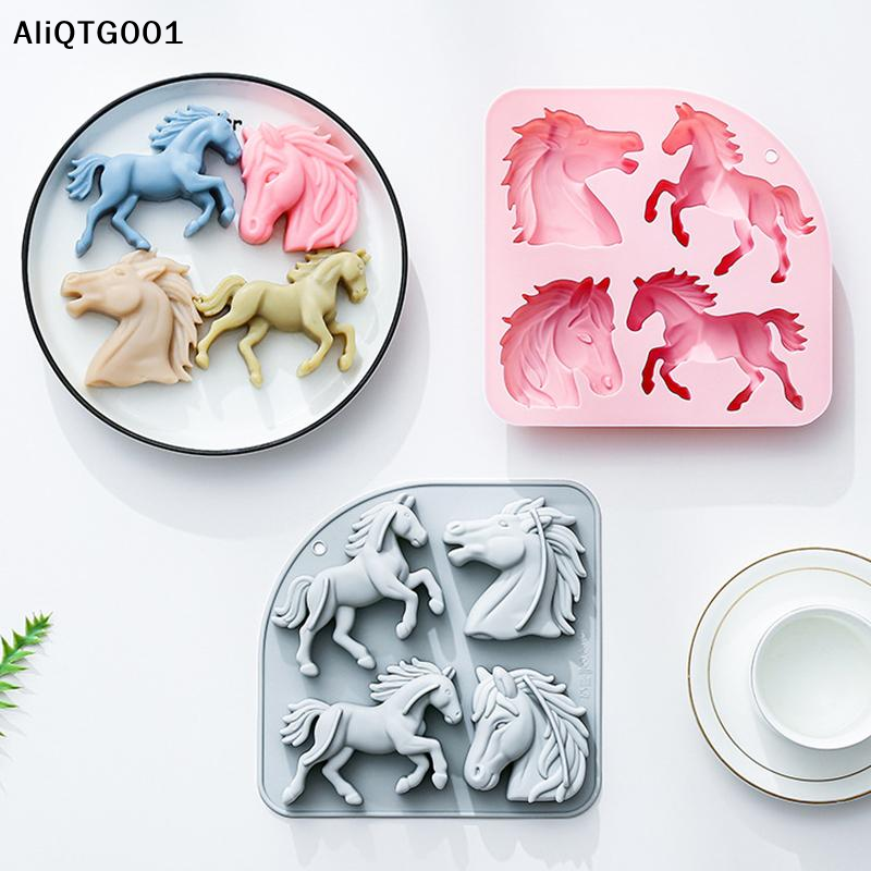 4-Cavity 3D Horse Silicone Mol - Silicone Cake Mold บทวิจารณ์และราคา