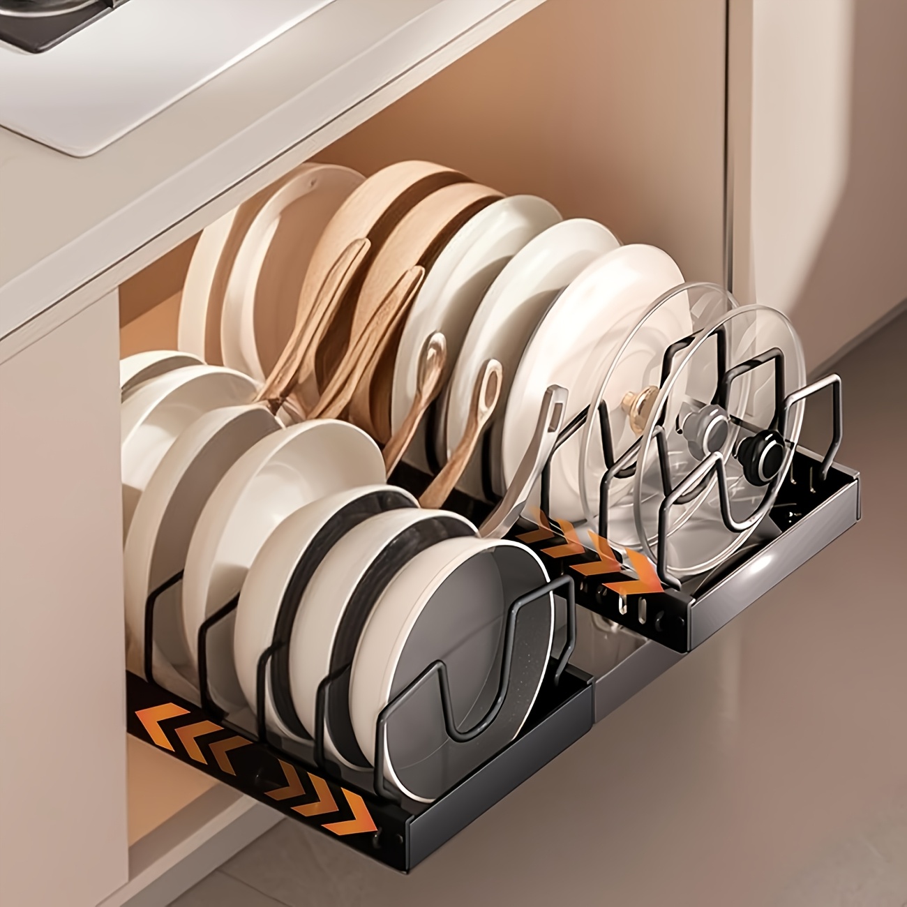2pcs Pull-Out Pot And Pan Stor - Kitchen Cabinet Baking Organizer บทวิจารณ์และราคา