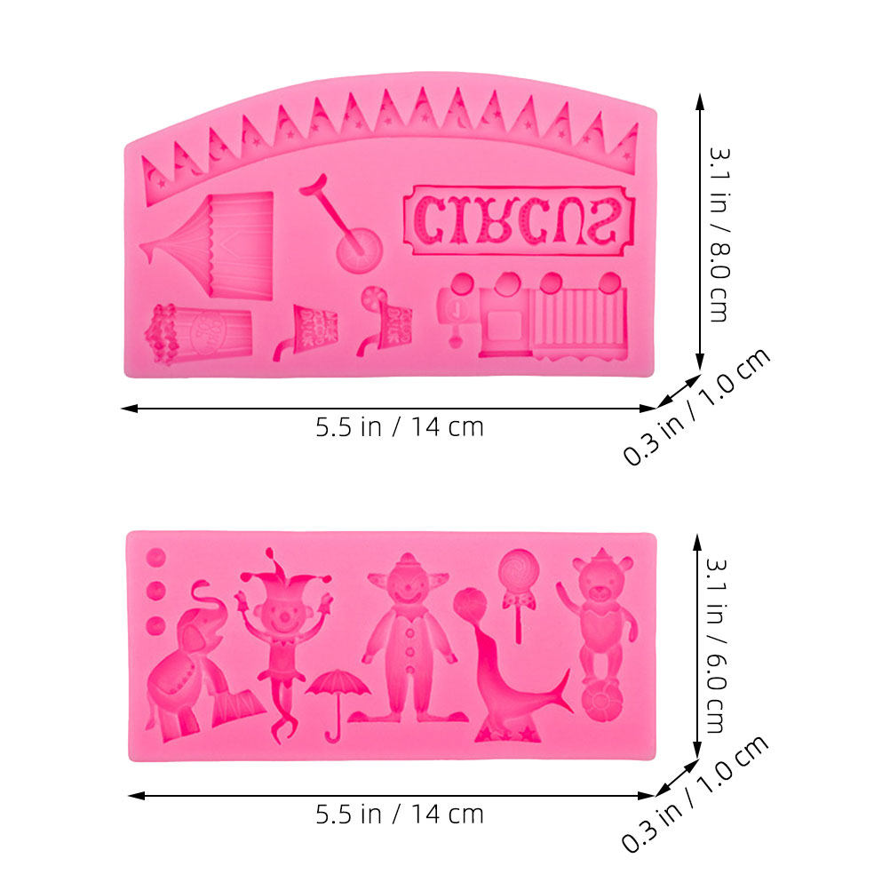 2Pcs Circus Fondant Mold Silic - Silicone Cake Mold บทวิจารณ์และราคา